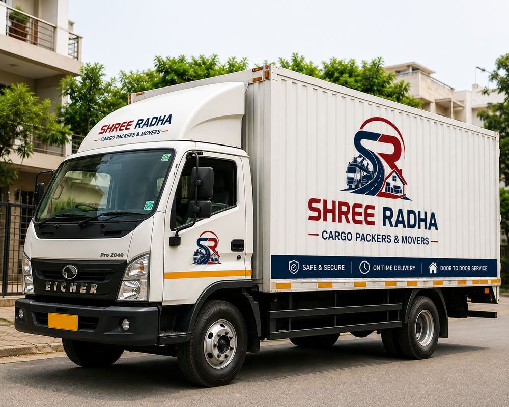 Branded cargo truck ready for loading