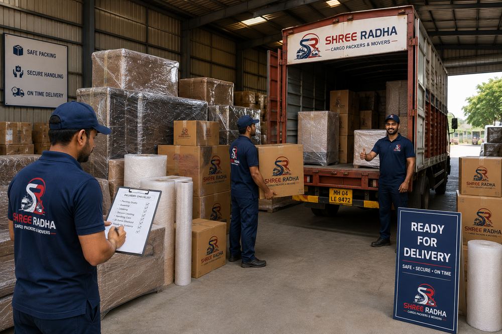 Packed boxes ready for delivery to a new home