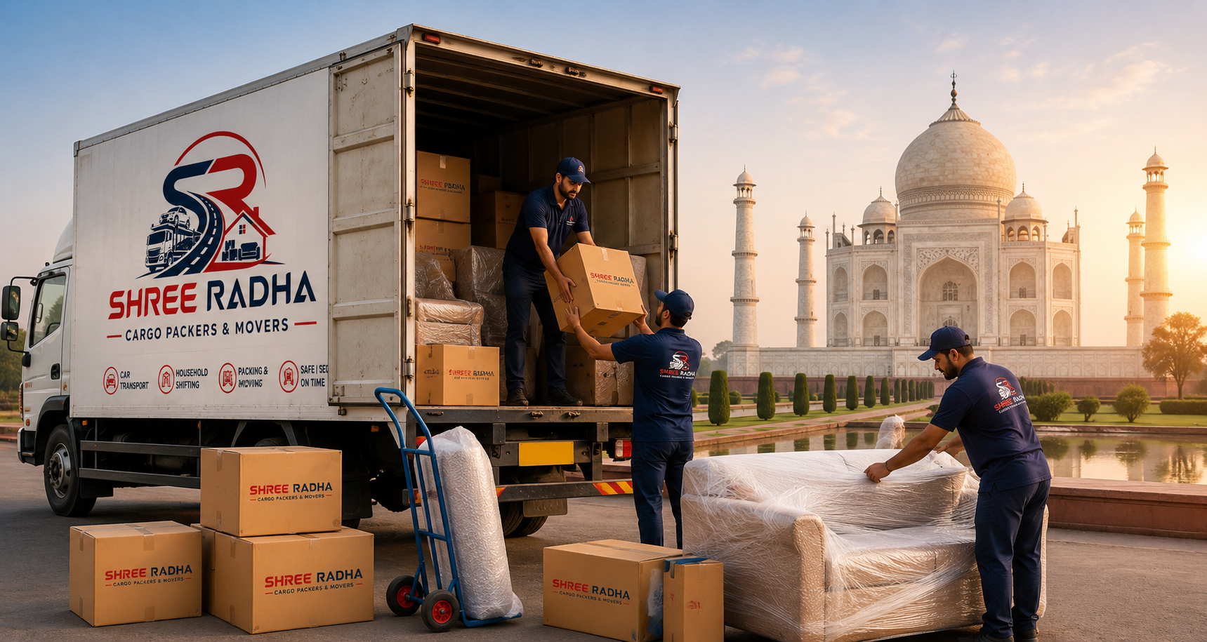 Shree Radha Cargo truck moving on the road