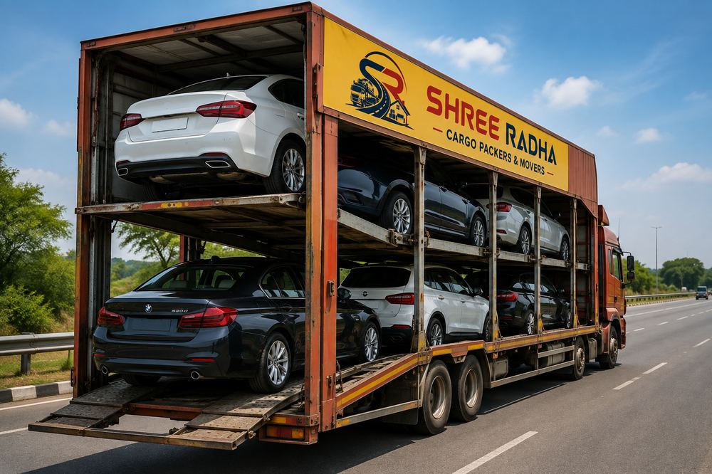 Car being loaded onto a car carrier for transportation