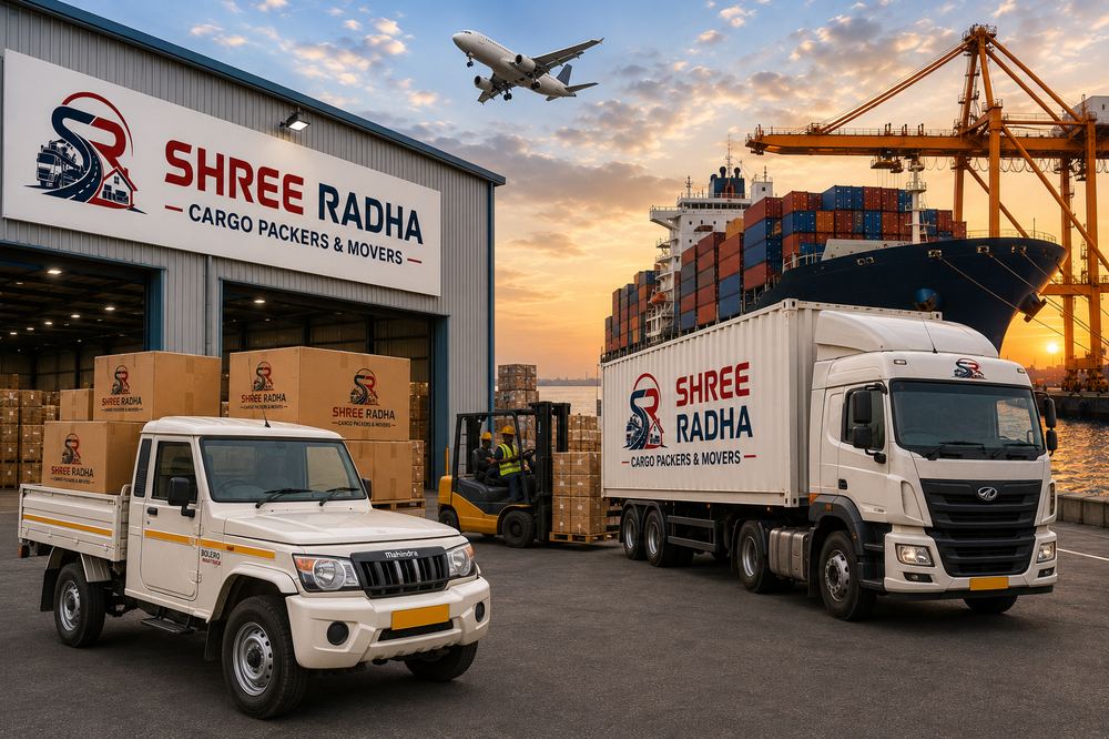 Logistics truck loaded with goods for transport